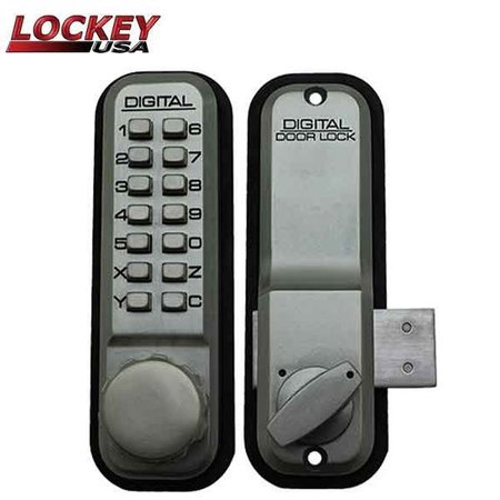 LOCKEY 2200 - Narrow-Stile Mechanical Keypad Keyless Deadbolt Lock - Surface Mount - Antique Brass LK-2200-AB